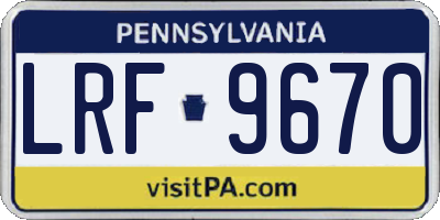 PA license plate LRF9670