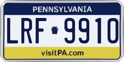 PA license plate LRF9910
