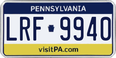 PA license plate LRF9940