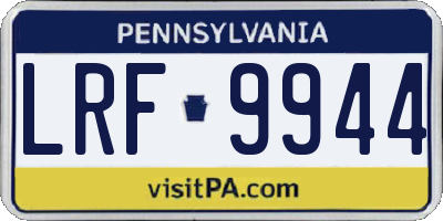 PA license plate LRF9944