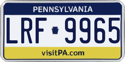 PA license plate LRF9965