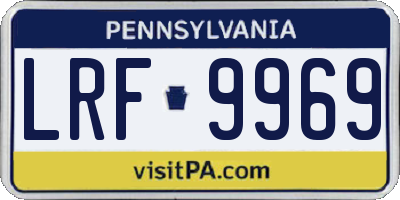 PA license plate LRF9969