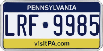 PA license plate LRF9985
