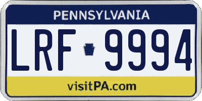 PA license plate LRF9994