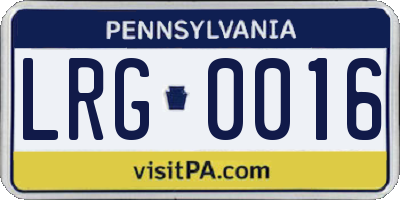 PA license plate LRG0016