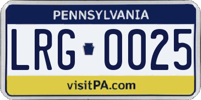 PA license plate LRG0025