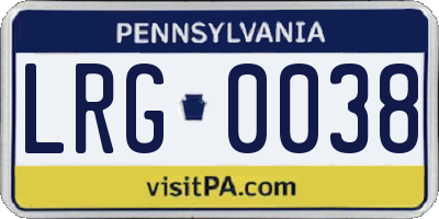 PA license plate LRG0038