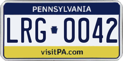PA license plate LRG0042