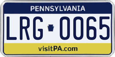 PA license plate LRG0065