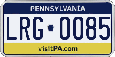 PA license plate LRG0085