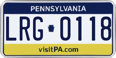 PA license plate LRG0118