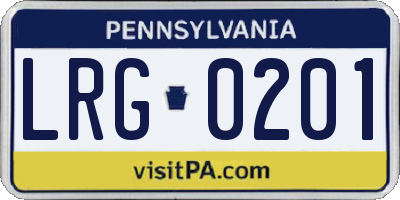 PA license plate LRG0201