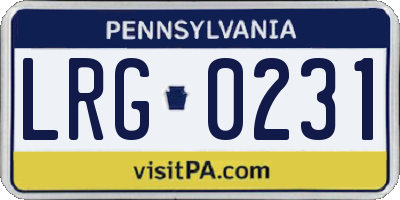 PA license plate LRG0231