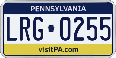 PA license plate LRG0255