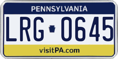 PA license plate LRG0645