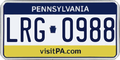 PA license plate LRG0988
