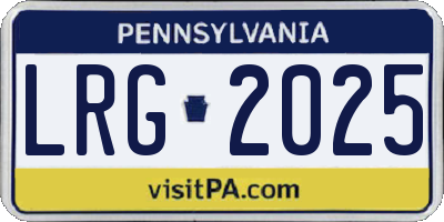 PA license plate LRG2025