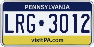 PA license plate LRG3012