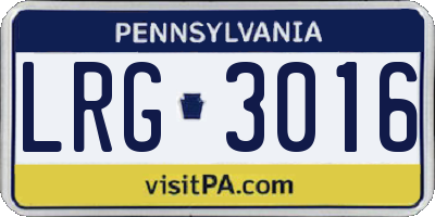 PA license plate LRG3016