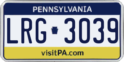 PA license plate LRG3039