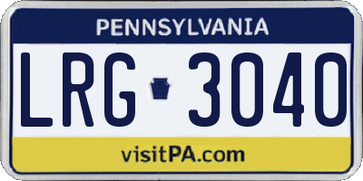 PA license plate LRG3040