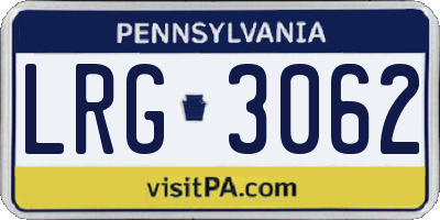 PA license plate LRG3062
