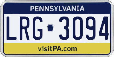 PA license plate LRG3094