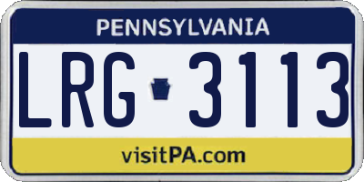 PA license plate LRG3113