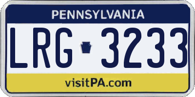 PA license plate LRG3233