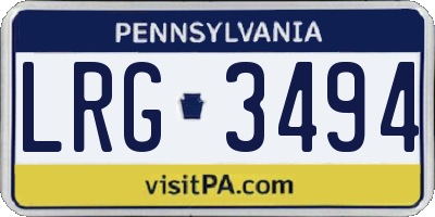 PA license plate LRG3494