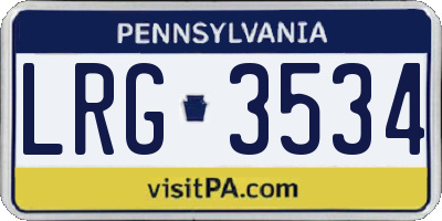 PA license plate LRG3534