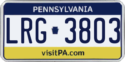 PA license plate LRG3803