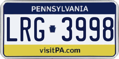 PA license plate LRG3998