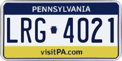 PA license plate LRG4021