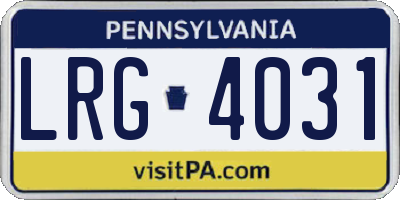 PA license plate LRG4031