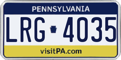PA license plate LRG4035