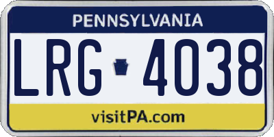PA license plate LRG4038