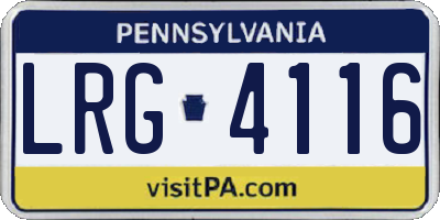 PA license plate LRG4116