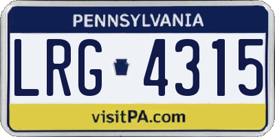 PA license plate LRG4315