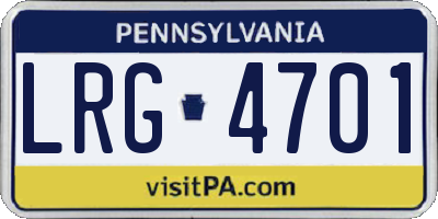 PA license plate LRG4701