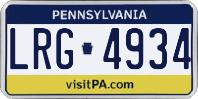 PA license plate LRG4934