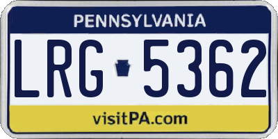 PA license plate LRG5362