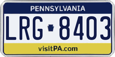 PA license plate LRG8403
