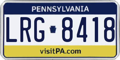 PA license plate LRG8418