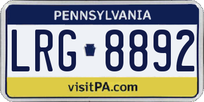 PA license plate LRG8892