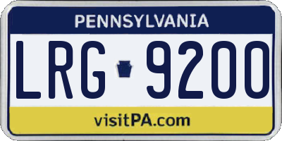 PA license plate LRG9200