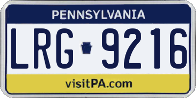PA license plate LRG9216