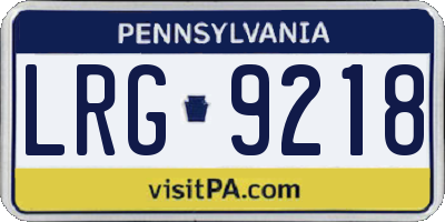 PA license plate LRG9218