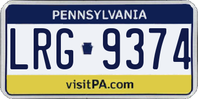 PA license plate LRG9374