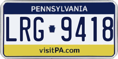 PA license plate LRG9418